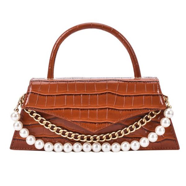 

designer green pearl chain shoulder bags crocodile pattern pu leather crossbody bag luxury brand women handbag underarm bag