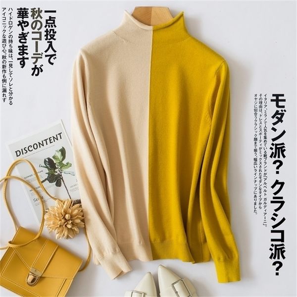 

cashmere knitted sweater women coloured cashmere sweater pullovers turtleneck sweaters 201222, White;black