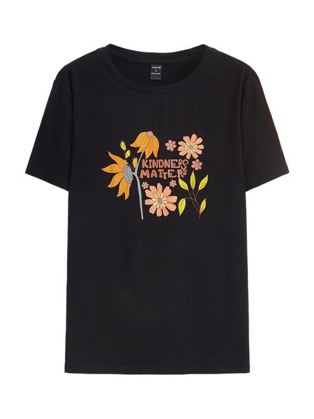 

x brittany frost designs letter & floral print tee p2oj#, White