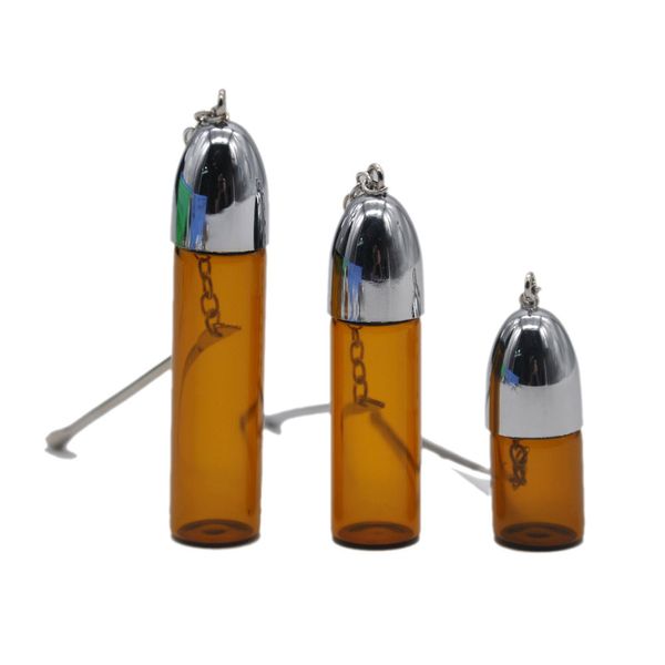 Portapillole portatile a sublimazione 36/57/72MM Piccola bottiglia di stoccaggio con cucchiaio Mini Bottiglie di vetro Dispositivo di conservazione della medicina Scatola di pillole di vetro Accessori per fumatori