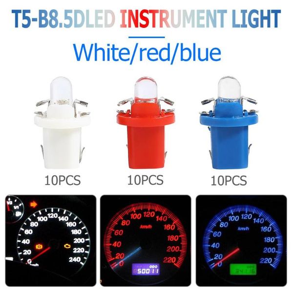

10pcs t5 b8.5d led car light bulb for auto dashboard instrument cluster light high efficiency green light source energy saving