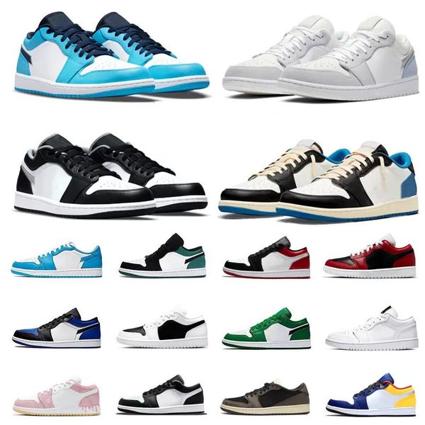 

shoes jumpman 1 low 1s basketball og fragment design university blue unc black shadow light smoky grey men women sneakers 36-46