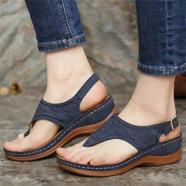 

women sandals clip toe wedges shoes for women summer sandalias mujer beach casual heels sandals platform flip flops 220406, Black