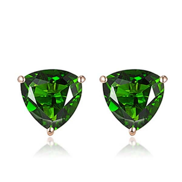 Orecchini triangolari con smeraldi e zirconi incastonati con pietre preziose colorate orecchini triangolari a forma di amore semplici gioielli di moda