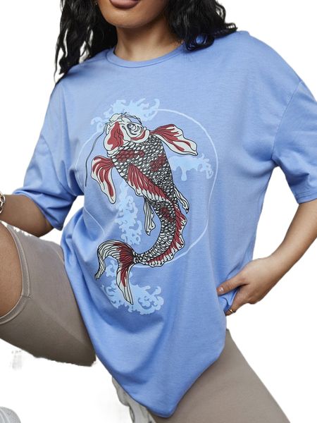 

koi print drop shoulder oversized tee j8yv#, White