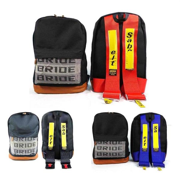 

auto racing bag bride fabric straps style school car canvas backpack keycase sabelts strap276d
