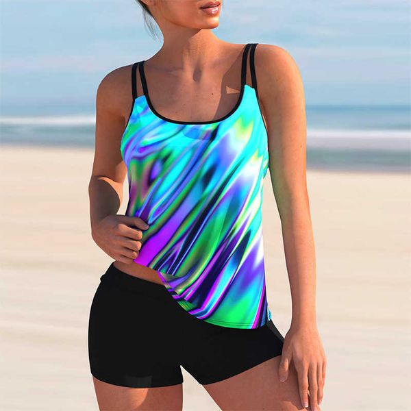 

2021 new tie dyed and printed bikini swimsuit split large swimsuit no logo