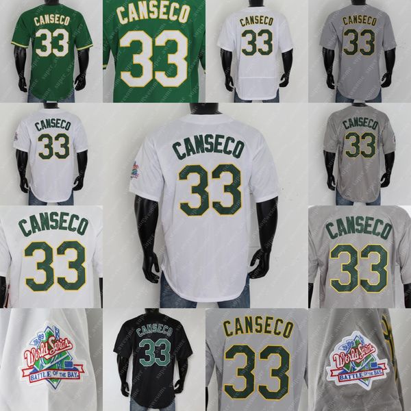 

33 jose canseco jersey 1989 white gray green black stitched, Blue;black