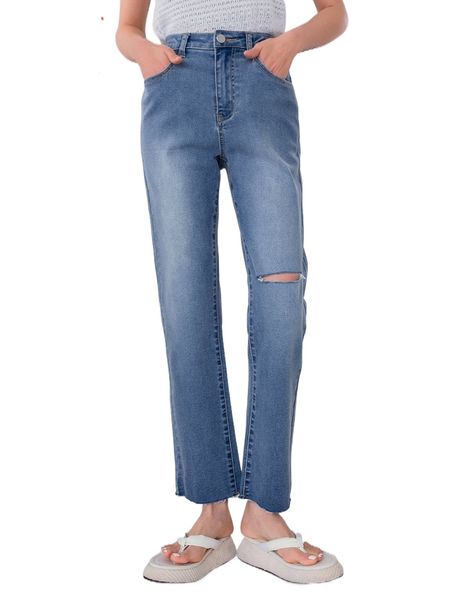 

dazy h.igh w.aist r.ipped boot-cut leg j.eans u17m#, Blue