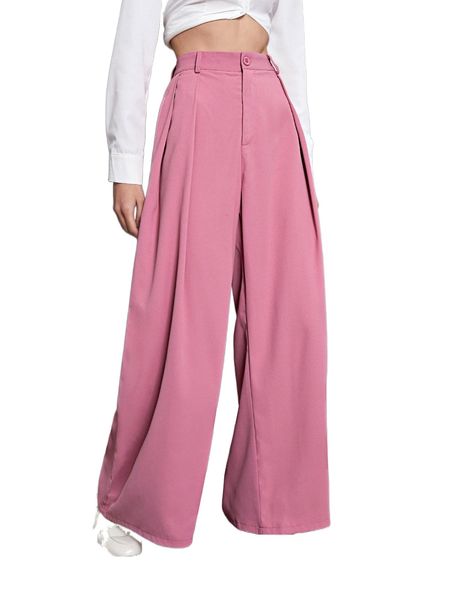 

high waist wide leg pants r14p#, Black;white