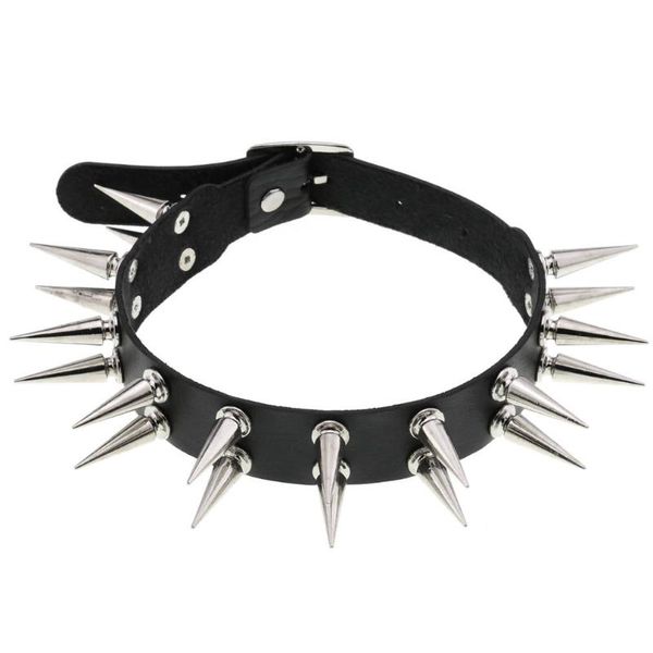 Girocolli Collare girocollo a spillo lungo per ragazza Collana Goth in pelle Punk nero Chocker Accessori gotici Gioielli cosplay Girocolli