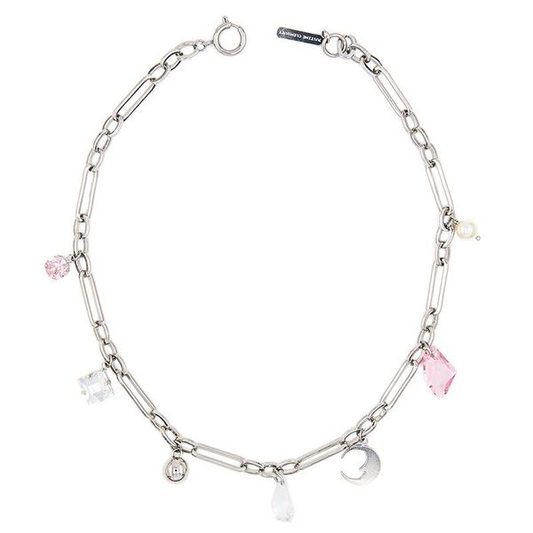 

pendant necklaces ins jewelry silver metal chain moon crystal multi short necklace female choker clavicle