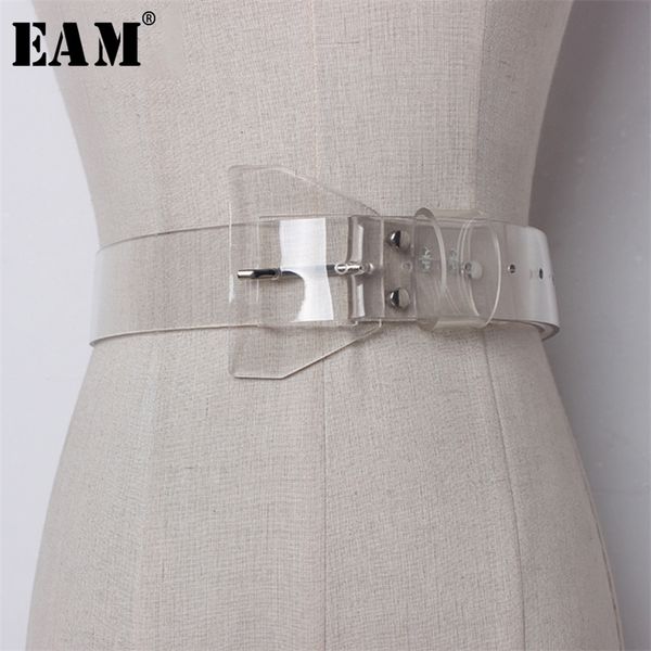 

[eam] pvc material transparent long wide belt personality women fashion all-match spring autumn aj07200 220414, Black;brown