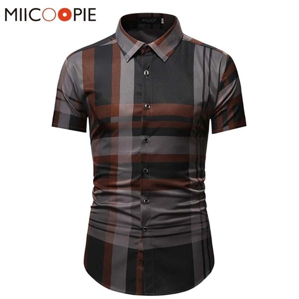 

summer business social chemise homme casual party short sleeve striped shirt men dress luxury button up fashion mens clothes 220810, White;black