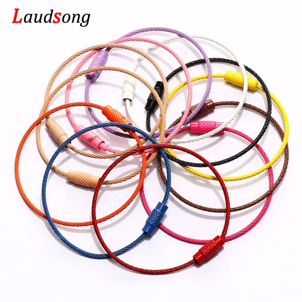 10 stücke Bunte Edelstahl Draht Schlüsselbund Kabel Schleife Schraube Lock Seil Schlüssel Halter Schlüsselring Ringe Outdoor Werkzeuge