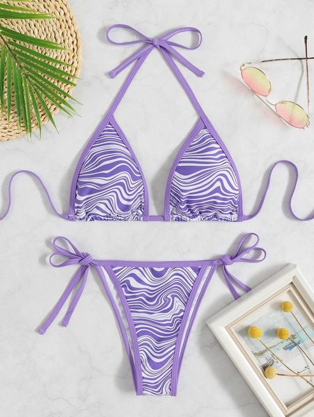 

fluid halter triangle bikini swimsuit s17y#, White;black