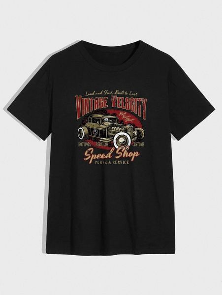 

men letter & car print tee l8mz#, White;black