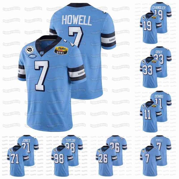 

c202 mens north carolina tar heels duke's mayo bowl ncaa football jersey sam howell cedric gray ty chandler josh downs jacolby criswell, Black