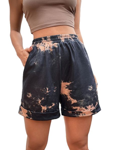 

tie dye roll hem shorts k0wc#, White;black