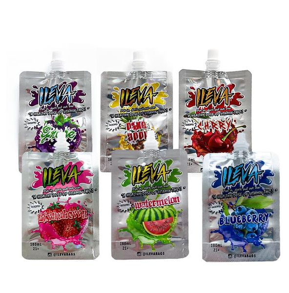 

ileva 600mg 180ml liquid spout packing bag mylar resealable edibles aluminum foil composite flexible packaging bags self-supporting suction