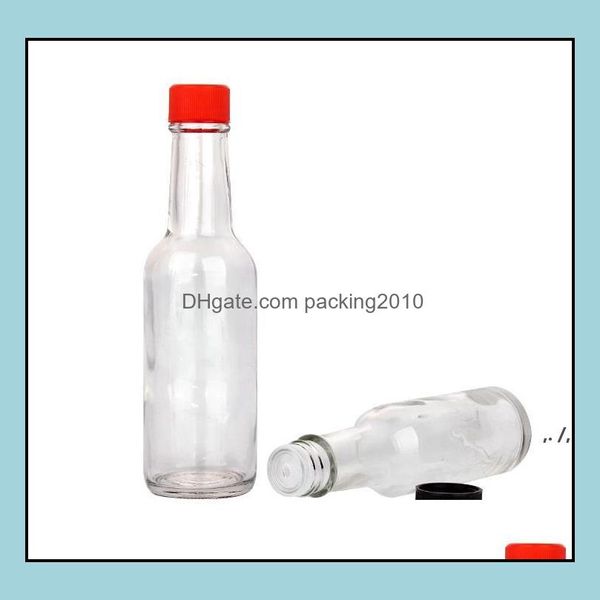 Bottha Bottles Office School Business Industrial 5oz Woozy redonda molho de vidro Tomata limpa com inserções de gotejador 150ml Caps de parafuso PAB11439