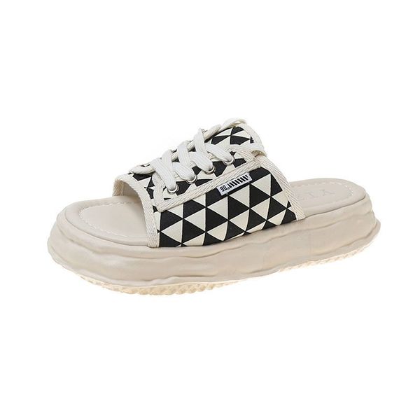 

fashion women's slippers summer canvas breathable comfortable non-slip outdoor versatile casual sandals factory direct sale, Black