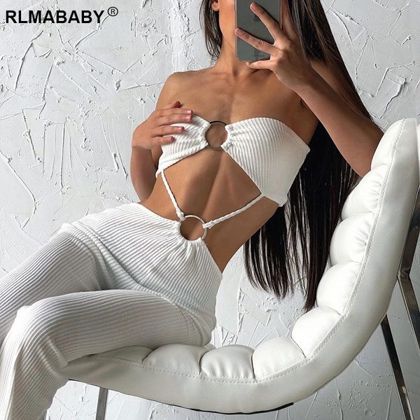 

strapless hollow out knitted ribbed women bodycon jumpsuit fashion casual slim streetwear sport solid lady rompers jumpsuit, Black;white