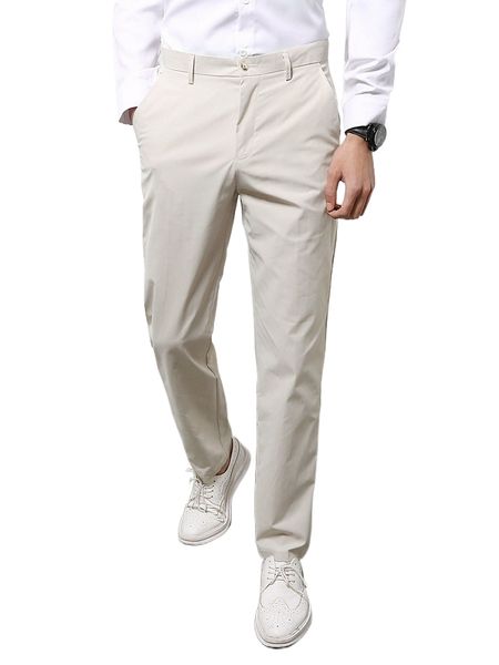 

men solid slant pocket tailored pants u6i4#, Black