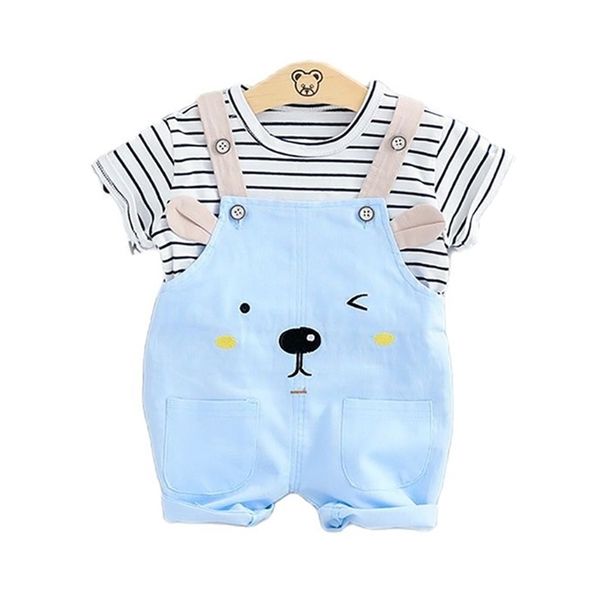

boys girls clothes baby summer dress 1-3years old children clothes little boy t-shirt overalls children cute two-piece girl 220425, White
