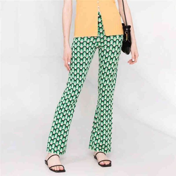 

women's pants & capris sandr spring summer arrival woman high waist elasticated waistband geometric pattern flared knitted france pairs, Black;white