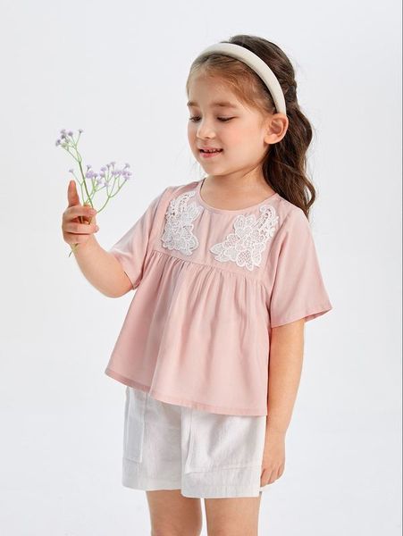 

toddler girls embroidery button back blouse she, White;black