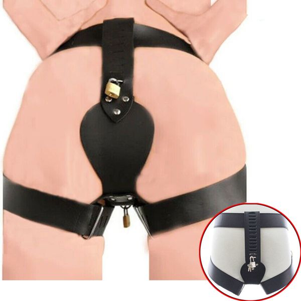 Mutandine di castità con serratura per donna Cintura perizoma in pelle PU Pantaloni Lock BDSM Restraint Bondage Slip sexy per lingerie Biancheria intima femminile