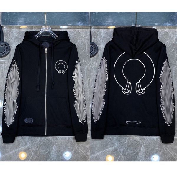 

classic brand fashion mens hoodies designer ch sweatshirts horseshoe cross print jacket women casual quality luxury pullover hooded loose h, Black