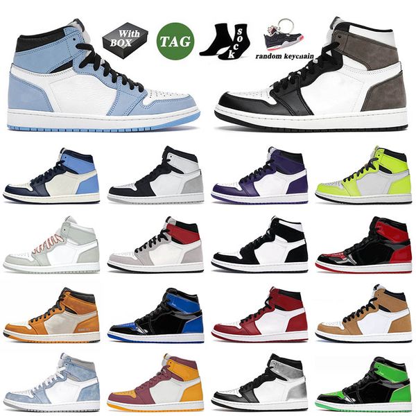 

1 1s mens basketball shoes university blue dark mocha visionaire military blue hyper royal chicago bubble gum men women jorden1s sneakers tr