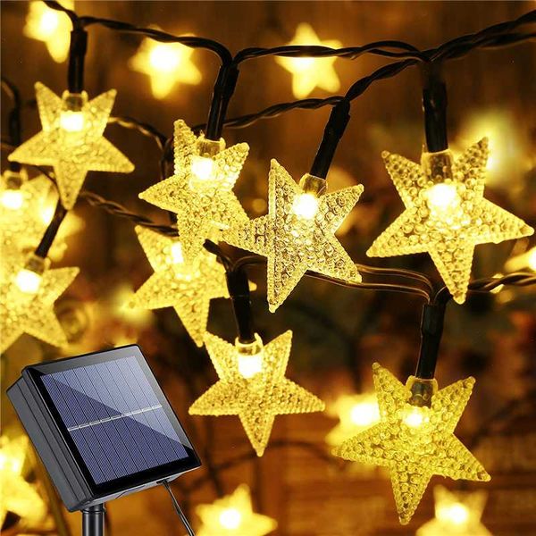 Saiten LED Solar Star String Lights 8 Modi Powered Twinkle Fairy Wasserdichtes Licht für Outdoor-Gärten Rasen ChristmasLED
