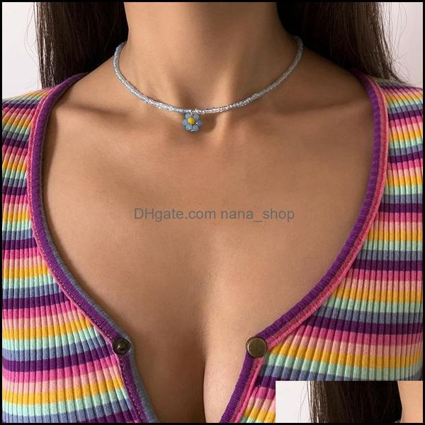 

chokers necklaces pendants jewelry women necklace flower elegant colorf bead choker summer beach bohemia accessories drop delivery 2021 t2, Golden;silver