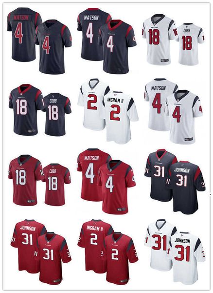 

football jerseys men women houston''texans''jersey 31 david johnson 4 deshaun watson 18 randall cobb 2 mark ingram ii fo, Black;red