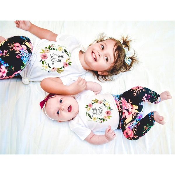 1PCS Big Little Sister Family Matching Outfit Kurzarm Kinder T -Shirt Baby Bodysuit Jumpsuit Schwestern lustige Kleidung 220531