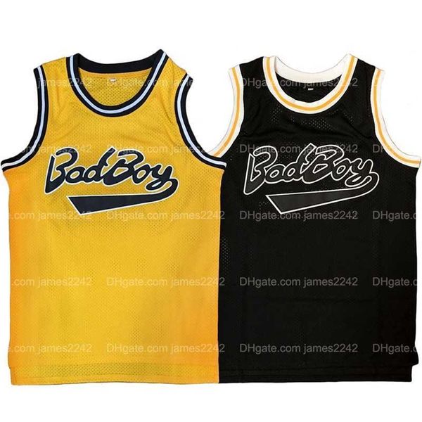 Nikivip Shipp de Us Biggie Smalls #72 Badboy Basketball Jersey Homem All Stitched Black Yellow Size S-3xl Camisa de alta qualidade