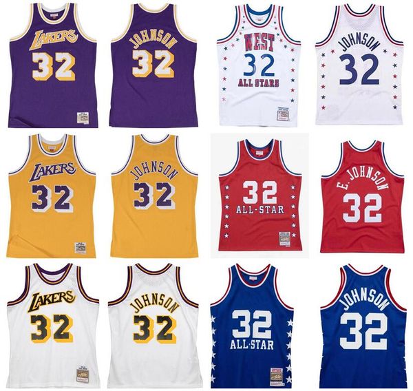 

stitched 32 johnson basketball jersey s-6xl mitchell & ness 1984-85 mesh hardwoods classics retro version men women youth jerseys, Black;red