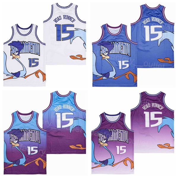 

movie basketball 15 road runner jersey hip hop all stitched team color purple white blue hiphop college breathable for sport fans high schoo, Black