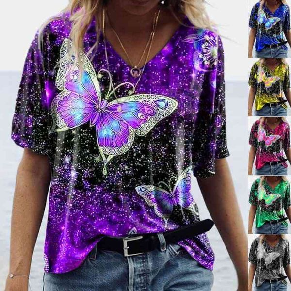 

women's t-shirt personalized fashion short sleeve v-neck t-shirt lo5b, White