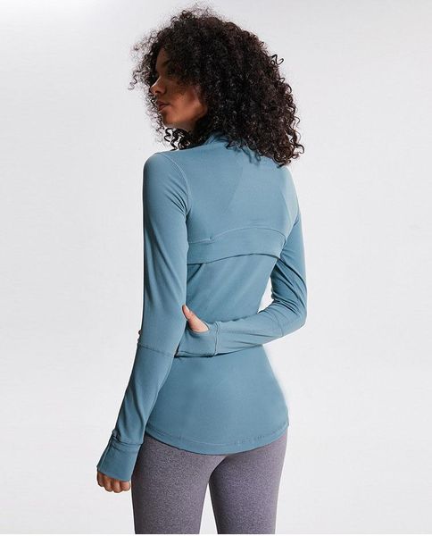 2024 Lu lu Lemons de Zip Fine Up Yoga Jacket Lo Go Go Sleeve Ginásio Longo Casaco Esportivo Fiess Roupas Sexy Slim Atheltics Clothing Ng