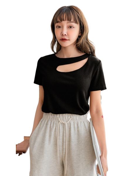 

dazy solid cut out tee l0ws#, White