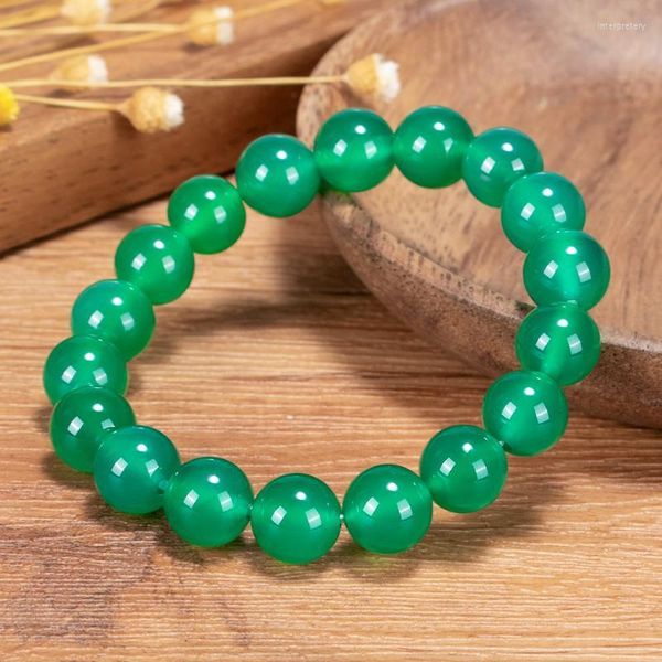 Bangle Boutique Class A Bracciale in onice verde Gemma di agata naturale Regalo per uomo e donna Perline da 8 mm 10 mm Gioielli energeticiBangle Inte22