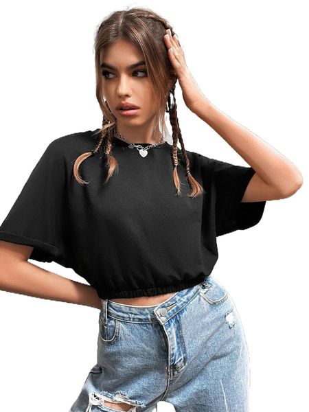 

batwing sleeve crop sweatshirt k7qx#, Black