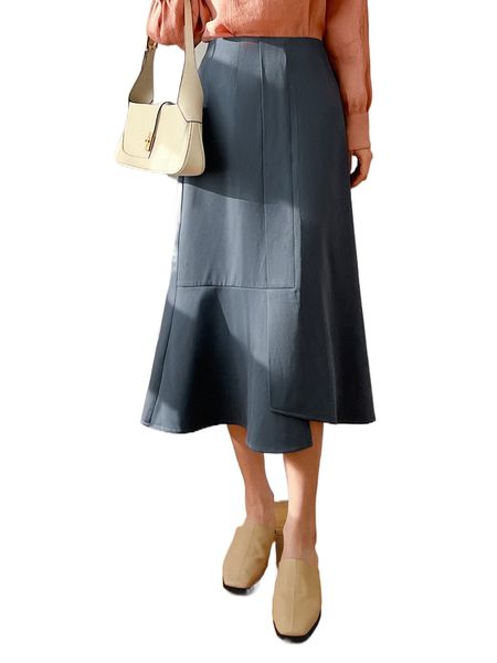 

dazy high waist zip back asymmetrical hem skirt j2ok#, Black