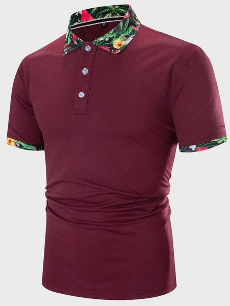 

men floral print polo shirt i10o#, White;black
