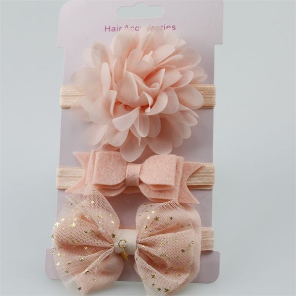 

3pcs baby elastic flower headband headbands hair girls bebe bowknot hairband toddler infants accessories set pography props 220602, Slivery;white