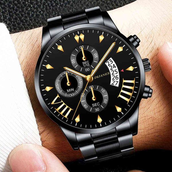 

for men mens men fashion men's stainless steel quartz men's business calendar luxury men y220707, Slivery;brown